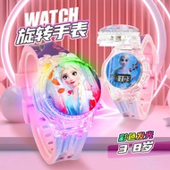 Ice and snow elsa kids electronic watch princess rainbow makatoon kindergarten student lights girl t