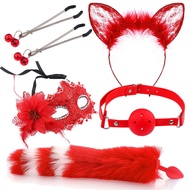 Sexy Mask Ear Hair Clip Backyard Butt Plug Female Products sm Metal Sexy Suit Fox Tail Four-Piece Se