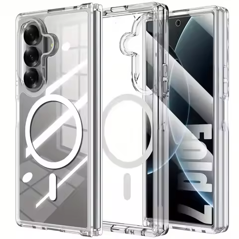 Magnetic Phone Case For Samsung Galaxy Z Fold 6 7 Clear Shockproof Cover Wireless Charging for Magsa