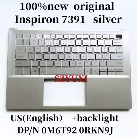 100%New US English For Dell Inspiron 7391 laptop keyboard Palmrest Assembly top cover C case WITH ba