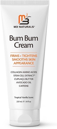 Bum Bum Cream with Lemon Vanilla Scent 2-in-1 Skin Care Cellulite Cream and Massage Lotion - Non-Greasy Skin Tightening Cream for Firm Butt, Belly &amp; Thighs with Cupuaçu Collagen and Caffeine - 8 Fl Oz