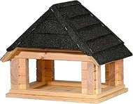 dobar Zwart XL Bird House Made of Solid Wood with Bitumen Roof for Stand Mounting - Large Bird Feede