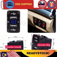 HONDA DUAL USB PORT PANEL with LED Voltage meter volt quick charge blue led city civic crv jazz acco