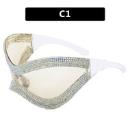 (GENTLE MOSCOT) Western Oversized Diamond One-piece Sunglasses Punk Sports Face Shield Y2K Fashion Shades