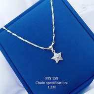 S925 Platinise' Silver "Pendent Starfish  Necklace Set"(Set Rantai Leher+Loket) 925銀鍍鉑鑲鋯海星吊墜項鏈組 PFS-158