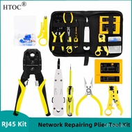 HTOC RJ45 RJ11 RJ12 Network Repairing Plier Tool Kit with Cable Tester Wire Stripper Spring Clamp Crimping Tool Crimping