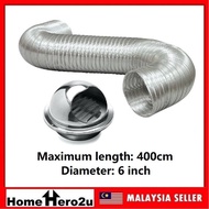 Shunyo Ducting Flexible Aluminium Hose with Stainless Steel Cap 4m Diameter 6 Inch Cooker Hood Dryer