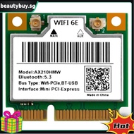 WiFi 6E Mini PCI-E AX210HMW Wireless Network Card Bluetooth 5.3 Adapter for Desktop Laptop, Tri-Band