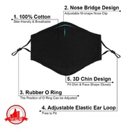 3PLY Washable Fabric Dust Face Mask Pocker filter Cotton 100%