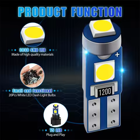 NEW SALE 20Pcs 12V Canbus T5 58 74 286 W1.2W 3030 LED 3SMD Wedge LED Light Car Dashboard Instrument 
