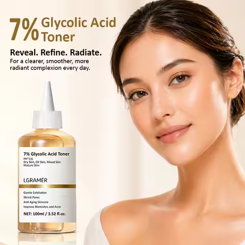 100ml Exfoliating Facial Toner,7% Glycolic Acid Exfoliating Toner,Pore Minimizing Toner,Smooth Skin,