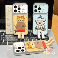 Cartoon 3D Pet Stand Phone Case For Realme Narzo N65 N63 N61 N55 N53 Note 80 70 70T 60 60X 50 Q5 Q5i