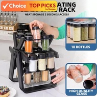 18-in-1 Ferris Wheel Rotatable Glass Spice Rack Set – Seasoning Organizer with 18 Rempah Containers