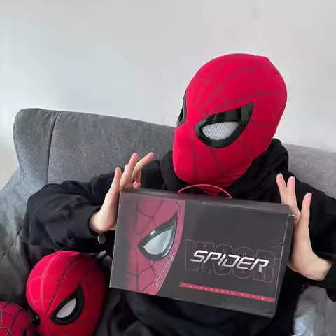 2026 Popular Breathable Spider Man Miles 11 Electronic Mask Moving Glowing LED Eyes Control Cosplay 