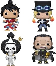 Funko Pop! Anime One Piece Set of 4: Sabo, Crocodile, Brook and Luffy Gear