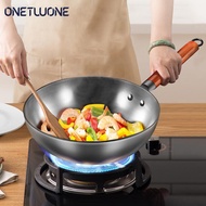 Onetwone 32cm Iron Wok Traditional Handmade Midea Iron Wok Non-stick Pan Non-coating Gas and Inducti