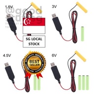 [SG FREE ] LR03 AAA Eliminator 2m USB Power Supply Cable Replace 1-4pcs AAA