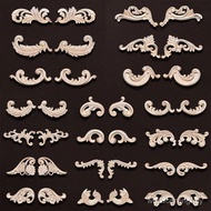 2PC Wood Corner Decoration Wood Carving Onlays Appliques Wood Decals for Furniture Home Decor Wood F