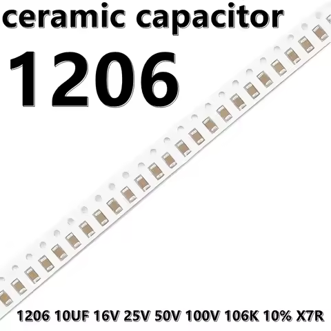 (100pcs) 1206 10UF 16V 25V 50V 100V 106K 10% X7R 3216 SMD Ceramic Capacitors