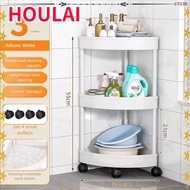 HOULAI Bathroom Stand, Floor Standing Space Saving Rolling Storage Cart, High Quality Triangle 3/4/5