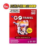亞洲多國【10日6GB FUP】4G/5G極高速無限數據上網卡 旅行電話卡 Data Sim咭（含中國、日本、韓國、新加坡、馬來西亞等）+澳大利亞