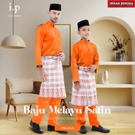 𝐈.𝐏 𝐌𝐮𝐬𝐥𝐢𝐦 𝟐𝟎𝟐𝟒💏ORANGE Ayah &amp; Anak Baju Melayu Pasang Satin FAMILY SET / Size : 12-3XL /Baju Raya