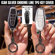 Chery iCaur 03 03T EQ7 EQ5 iCar 03 03T EQ7 EQ5 Premium Quality Silver Chrome Line TPU Car Key Cover