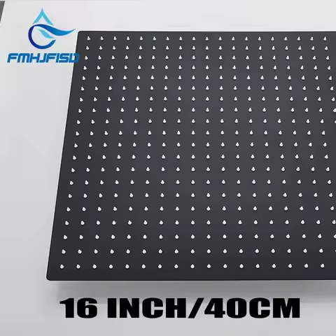 16 Inch Black Square Shower Head Rainfall Shower Accessories Stainless Steel Top Bathroom Ultrathin 