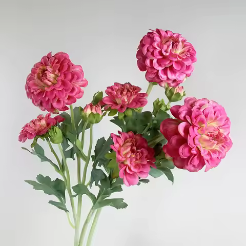 6Pcs Artificial Moisturizing 5-head Dahlia Real Touch Flowers Wedding Decor Flower Arrangement Fake 