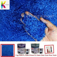 DIY Epoxy BLUE Flake Coating (1KG FLAKE/1L PRIMER /1L CLEAR COAT/ FREE TOOLS Kit )floor Toilet Waterproofing FLAKE