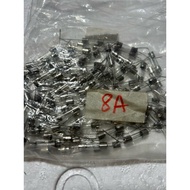 10pcs 8A glass tube fuse with 5x200mm pin