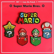 ☸ M.a.r.i.o Bros. Pocket Style Iron-on Patch ☸ 1Pc Cartoon Games DIY Sew on Iron on Badges Patches