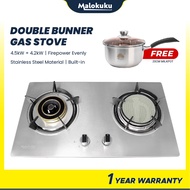 Malokuku 304 Stainless Steel Infrared Gas Stove Built-In/ Tabletop Hybrid Gas Cooker/ Dapur gas 白钢煤气