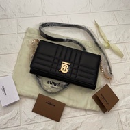 Burberry lola chain wallet/woc 小羊皮鏈條斜背包 黑 金標