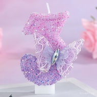 Fashion Sequin Lace Butterfly Birthday Cake Number Candle Decoration Dessert Party Candle DA1B