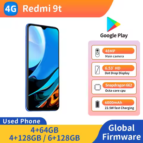 Redmi 9t 4G RAM 4GB/6GB ROM 64GB/128GB 6000mAh 18W 6.53 inch 48MP Used phone