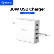 ORICO 30W 4 Ports USB Charger Fast Charging 5V2.4A*4 Travel Charger for Tablet Pad for iphone Samsun