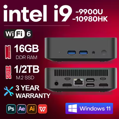 2026 New Mini PC Computer Windows 11 intel Core i9 10980HK 16GB 32GB RAM 1TB SSD i9 9900U 4K HD Wifi