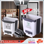 T1 Folding Trash Can, Wall Mounted Folding Waste Bin, Hanging Garbage Can for Kitchen Cabinet Door  