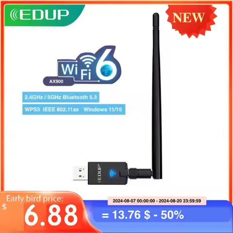 EDUP AX900M USB WiFi 6 Adapter BT5.3 2.4G/5GHz 900Mbps Wireless Network Adapter 5dBi Antenna for Mac