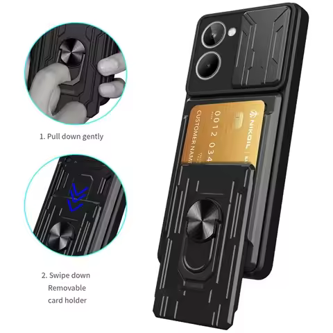 For OPPO Realme C65 C67 C55 C53 C35 GT 3 5G Note 60 Case With Card Pocket Protective Kickstand Cover