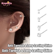 925 Silver Round Stud Earrings Gold Crystal Cartilage Stud Earring Tragus Conch Helix Piercings