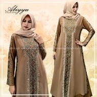 Abaya Turkey / Abaya Turki Bahan Jersey mix Ceruty Resleting di Depan / Busui friendly dengan Bordir