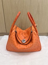 Hermes Lindy26 鴕鳥皮 愛馬仕橙