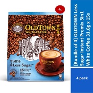 [Bundle of 4] OLDTOWN Less Sugar Instant Premix 3in1 White Coffee 31.6g x 15s