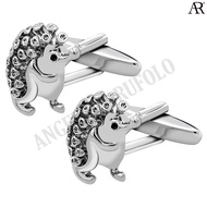 ANGELINO RUFOLO Cufflink(คัฟลิงค์) ดีไซน์ Porcupine กระดุมข้อมือคัฟลิ้งโรเดียมคุณภาพเยี่ยม ตัวเรือนสีเงิน