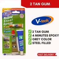 V-TECH 2 TAN GUM RAPID STEEL EPOXY SUPER GLUE RADIATOR BICYCLE A B 4 MINUTES GAM 2TAN