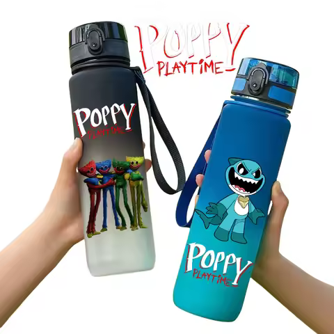 650ML Poppy Playtime Sports Water Bottle Flip Cover Drinking Bottle Huggy Wuggy Plastic Cup Hiking P