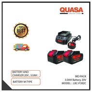 QUASA LBC-P3B2C 20V 3.0AH Battery MD Pack ( 2 x Batteries 3.0Ah + Charger)