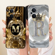 For OPPO Reno7 Z 5G / Reno8 Z 5G Phone Case With Initial Letter Crystal Pattern Lens Protective Reno